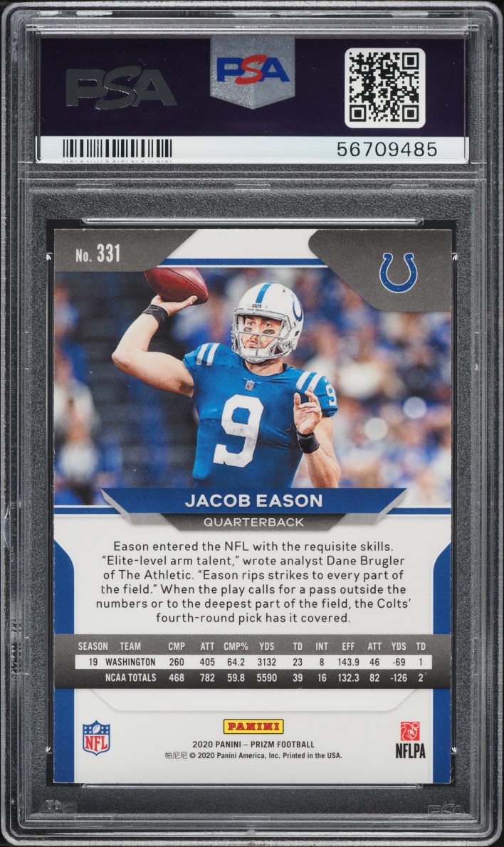2020 Panini Prizm Jacob Eason ROOKIE #331 PSA 10 GEM MINT