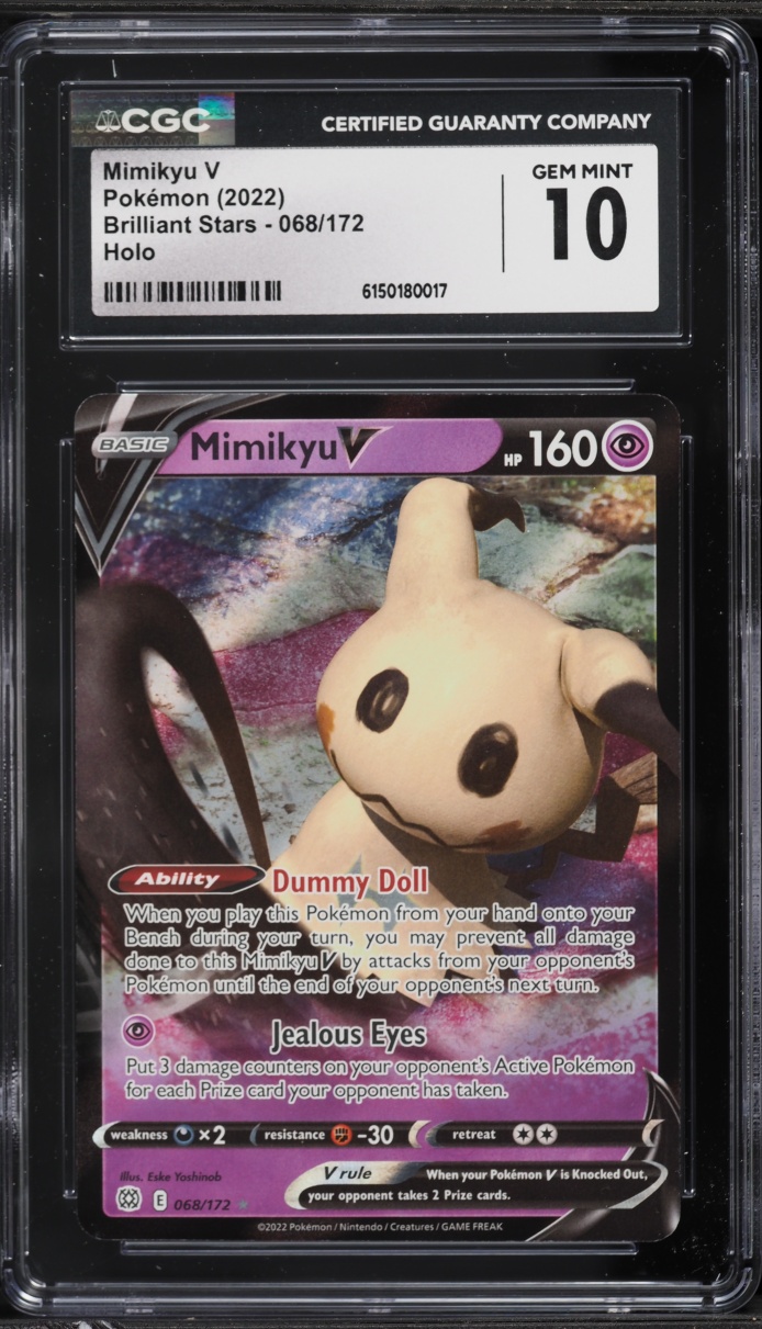 2022 Pokemon Sword & Shield Brilliant Stars Holo Mimikyu V #68 CGC 10 GEM MINT