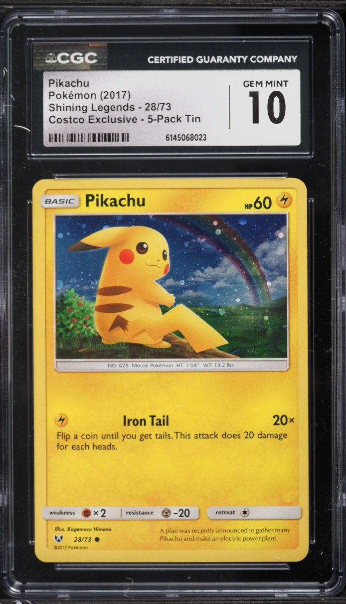 2017 Pokemon Sun & Moon Shining Legends Costco Exclusive Holo Pikachu #28 CGC 10 GEM MINT