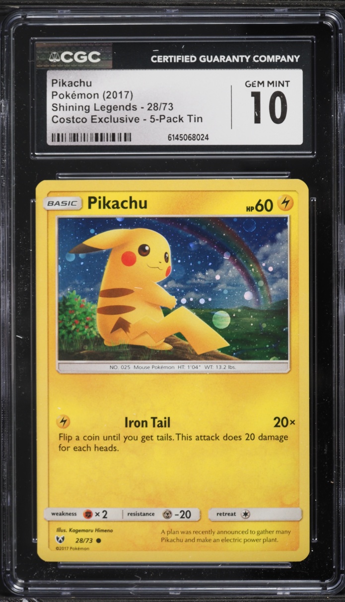 2017 Pokemon Sun & Moon Shining Legends Costco Exclusive Holo Pikachu #28 CGC 10 GEM MINT