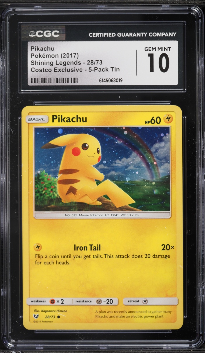 2017 Pokemon Sun & Moon Shining Legends Costco Exclusive Holo Pikachu #28 CGC 10 GEM MINT
