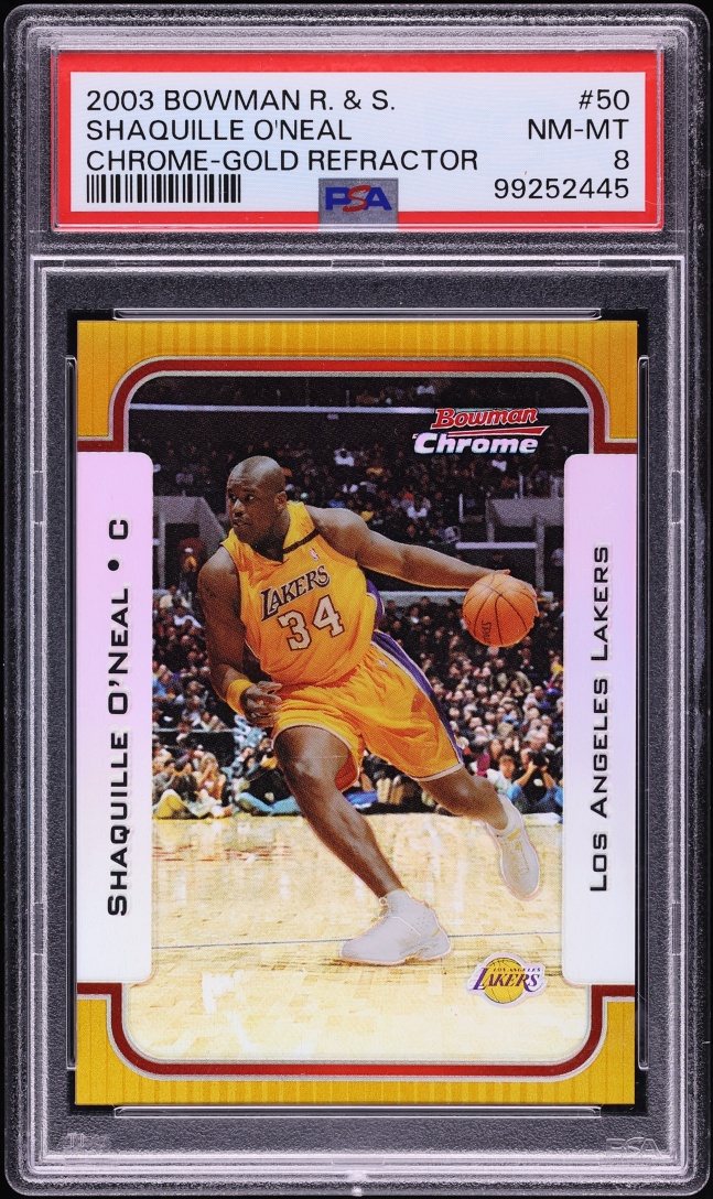 2003 Bowman Chrome Rookie & Stars Gold Refractor Shaquille O'Neal /50 #50 PSA 8 NM-MT
