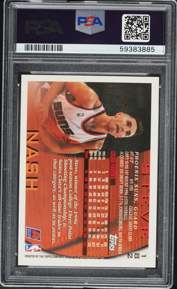 1996 Topps Basketball Steve Nash ROOKIE #182 PSA 10 GEM MINT
