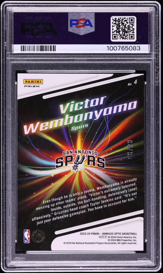 2023 Donruss Optic Lights Out Red Victor Wembanyama ROOKIE /99 #4 PSA 10 GEM MINT
