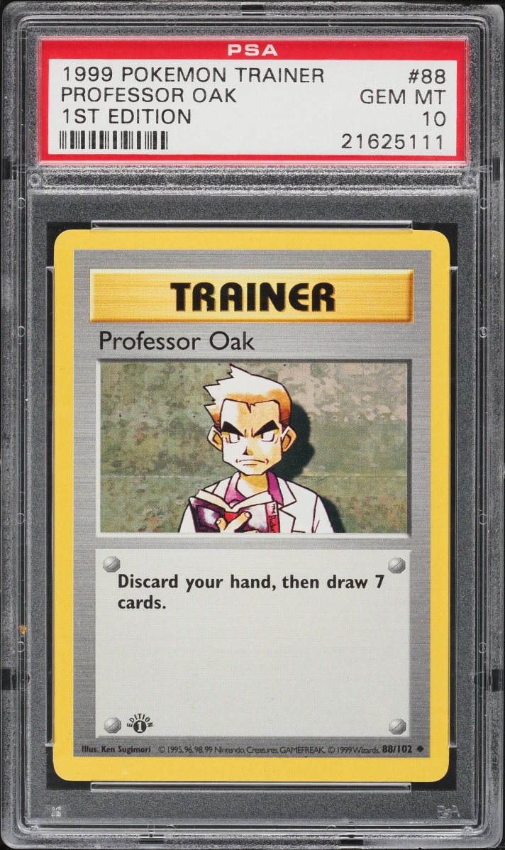 1999 Pokemon Base Set Shadowless 1st Edition Professor Oak #88 PSA 10 GEM MINT