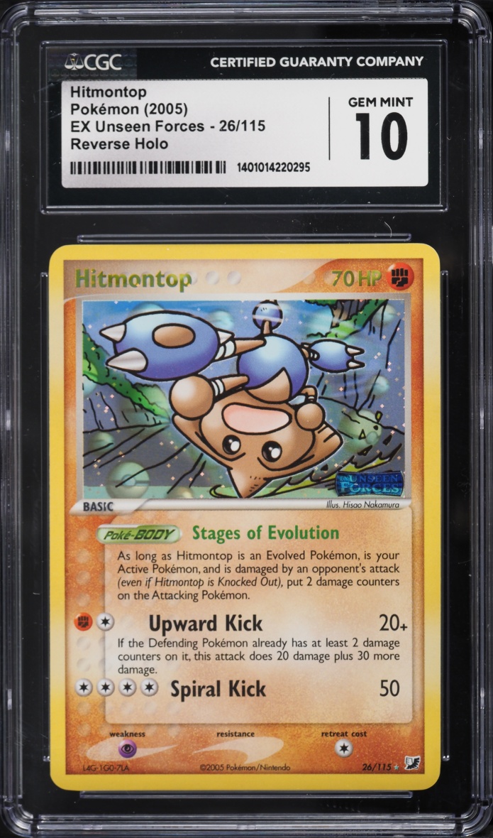2005 Pokemon EX Unseen Forces Reverse Holo Hitmontop #26 CGC 10 GEM MINT
