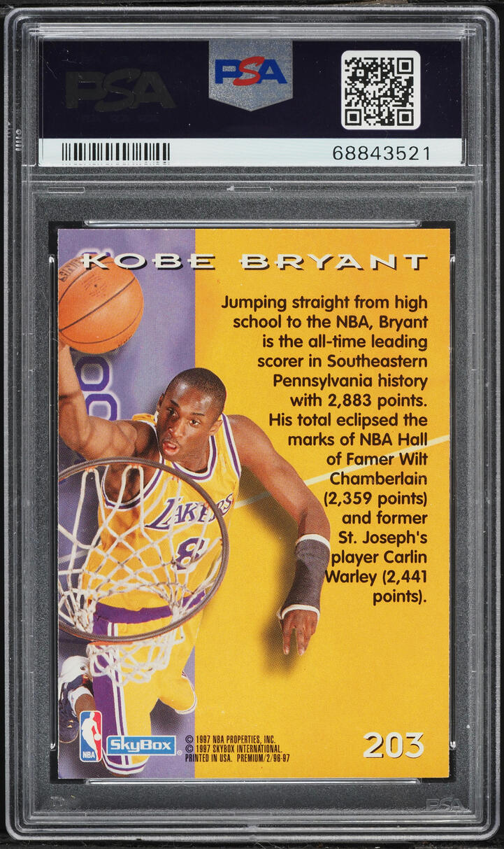 1996 Skybox Premium Kobe Bryant ROOKIE #203 PSA 6 EXMT