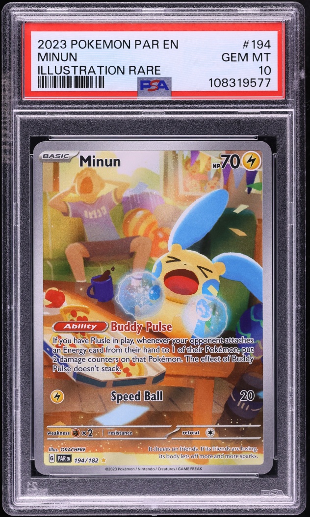 2023 Pokemon Scarlet & Violet Paradox Rift IR Minun #194 PSA 10 GEM MINT
