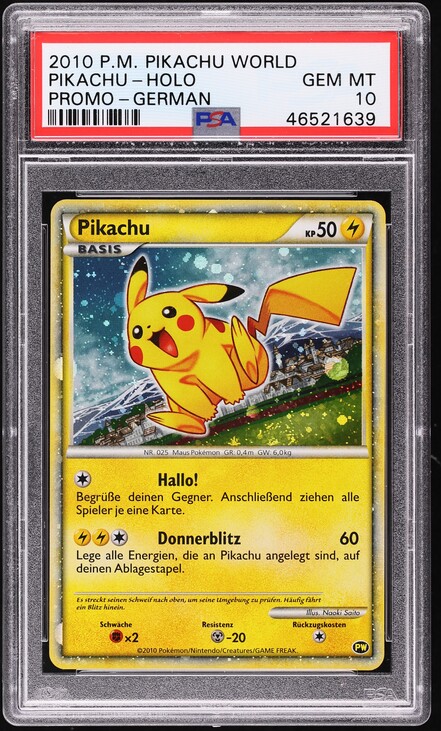 2010 Pokemon World Collection Holo Pikachu PSA 10 GEM MINT on