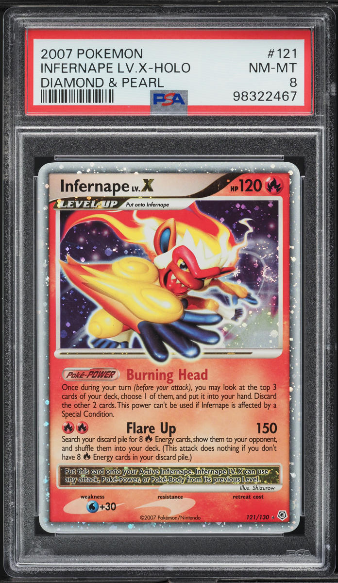 2007 Pokemon Diamond & Pearl Holo Infernape Lv.X #121 PSA 8 NM-MT