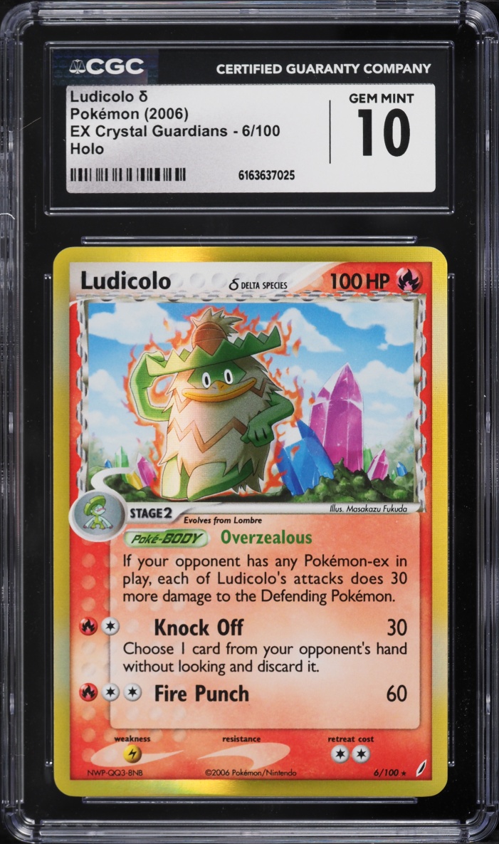 2006 Pokemon EX Crystal Guardians Holo Ludicolo #6 CGC 10 GEM MINT