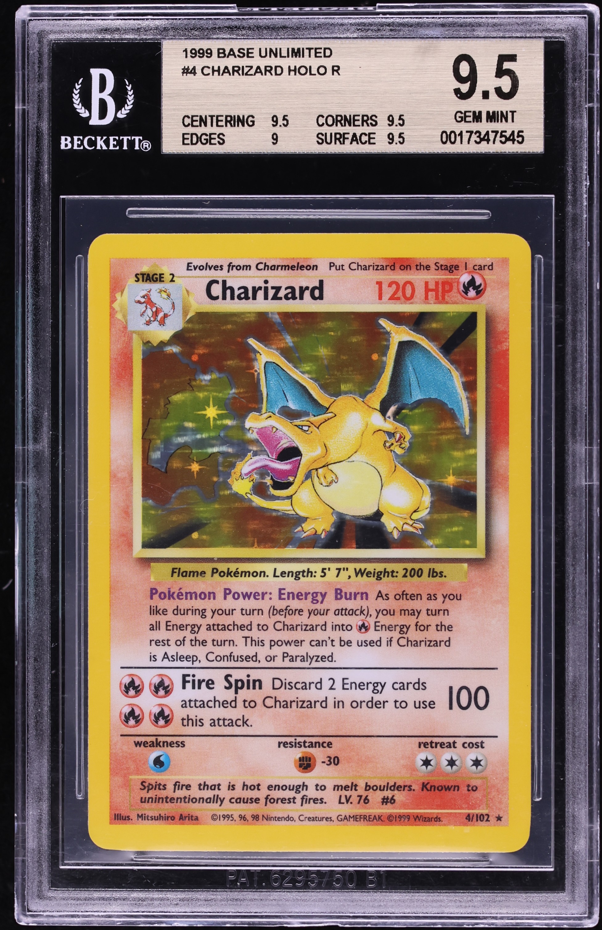 1999 Pokemon Base Set Holo Charizard #4 BGS 9.5 GEM MINT