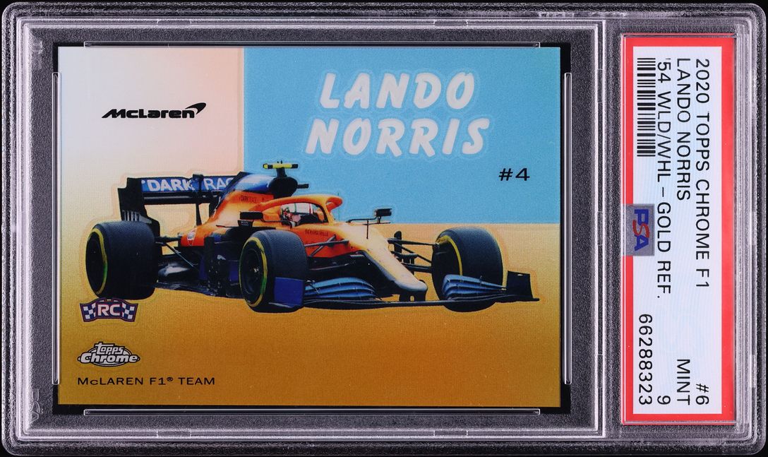 2020 Topps Chrome Formula 1 F1 '54 World Wheels Gold Refractor Lando Norris ROOKIE /50 PSA 9 - Photo 1