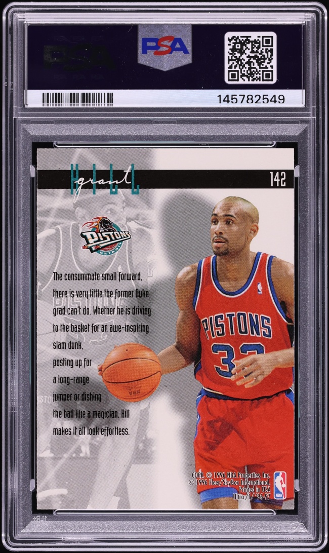 1996 Ultra Platinum Medallion Grant Hill #142 PSA 9 MINT - Photo 2