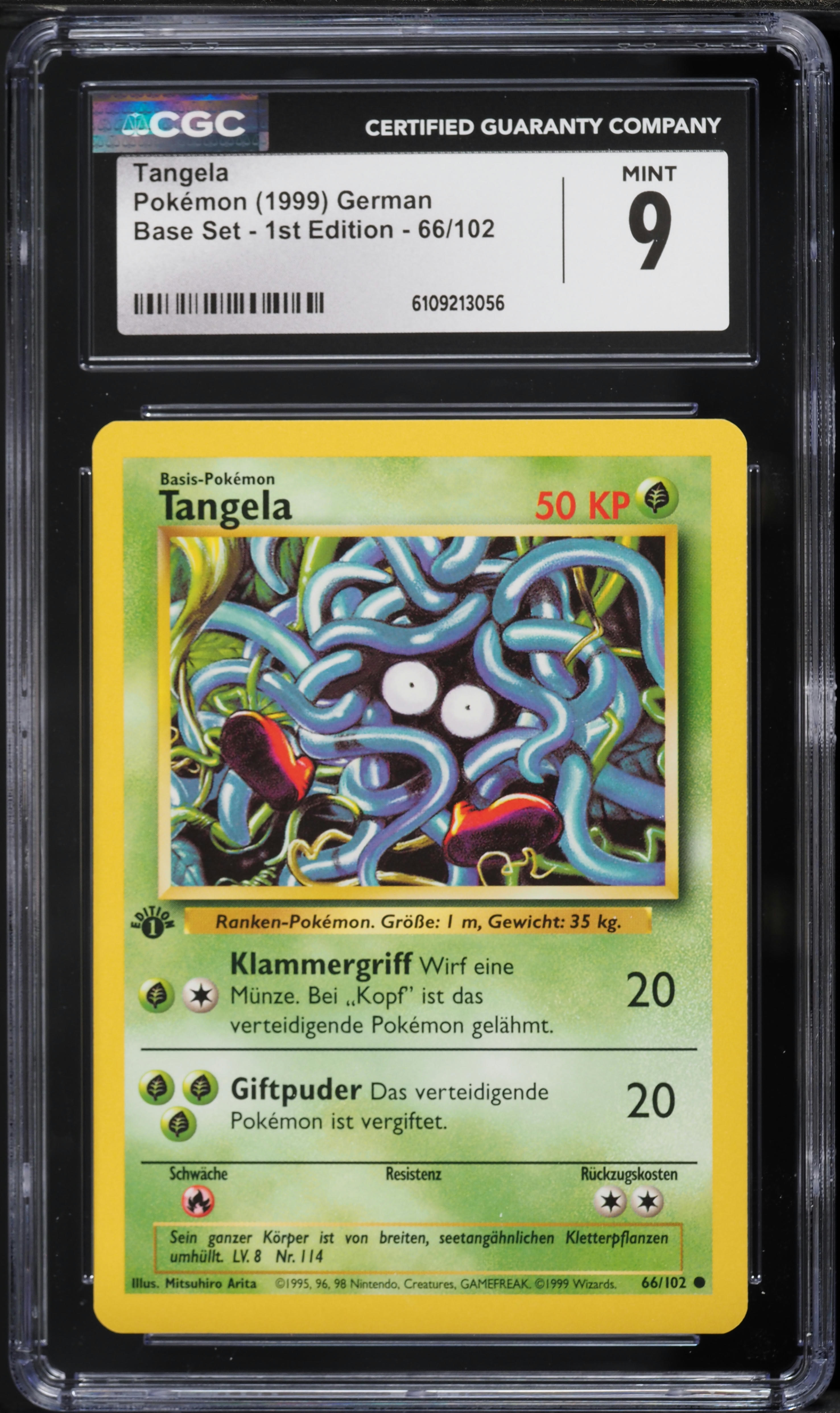 1999 Pokemon German Base Set 1st Edition Tangela #66 CGC 9 MINT