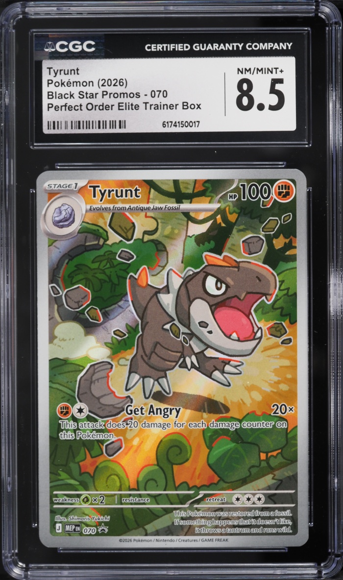 2026 Pokemon Mega Evolution Promo Perfect Order ETB Full Art Tyrunt #70 CGC 8.5 NM-MT+