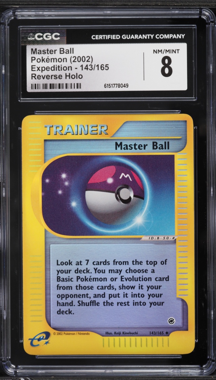 2002 Pokemon Expedition Reverse Holo Master Ball #143 CGC 8 NM-MT