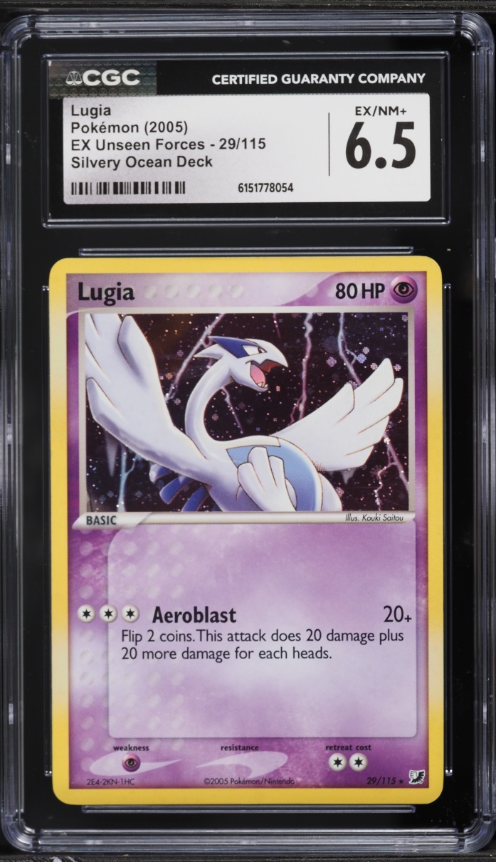 2005 Pokemon EX Unseen Forces Silvery Ocean Deck Holo Lugia #29 CGC 6.5 EXMT+