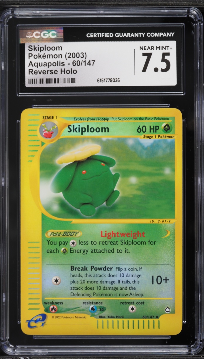 2003 Pokemon Aquapolis Reverse Holo Skiploom #60 CGC 7.5 NRMT+