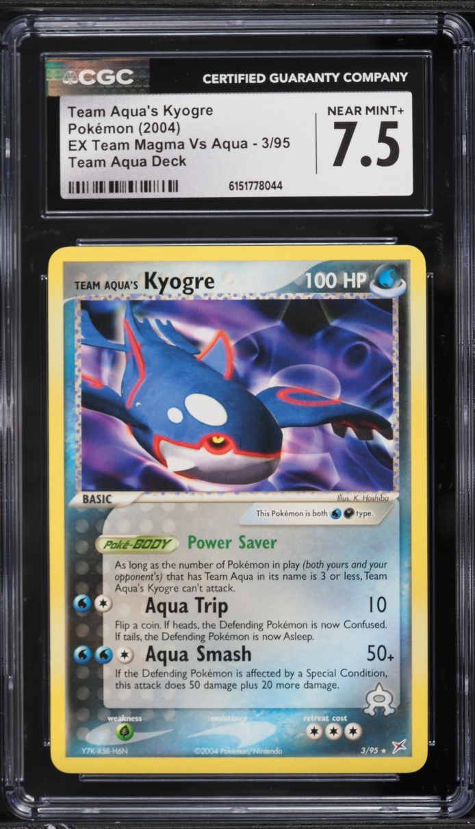2004 Pokemon EX Team Magma Vs Team Aqua's Kyogre #3 CGC 7.5 NRMT+
