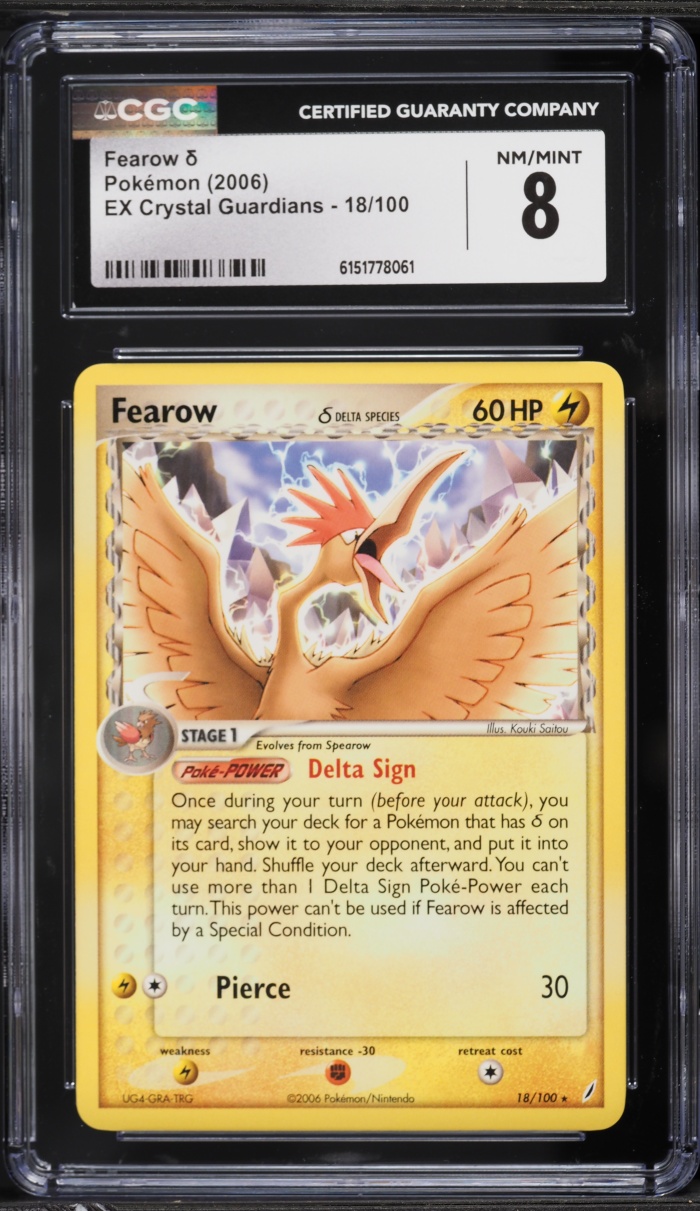 2006 Pokemon EX Crystal Guardians Fearow #18 CGC 8 NM-MT