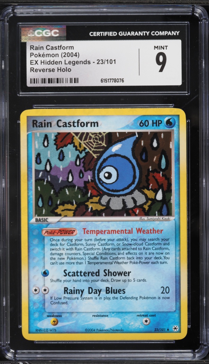 2004 Pokemon EX Hidden Legends Reverse Holo Rain Castform #23 CGC 9 MINT