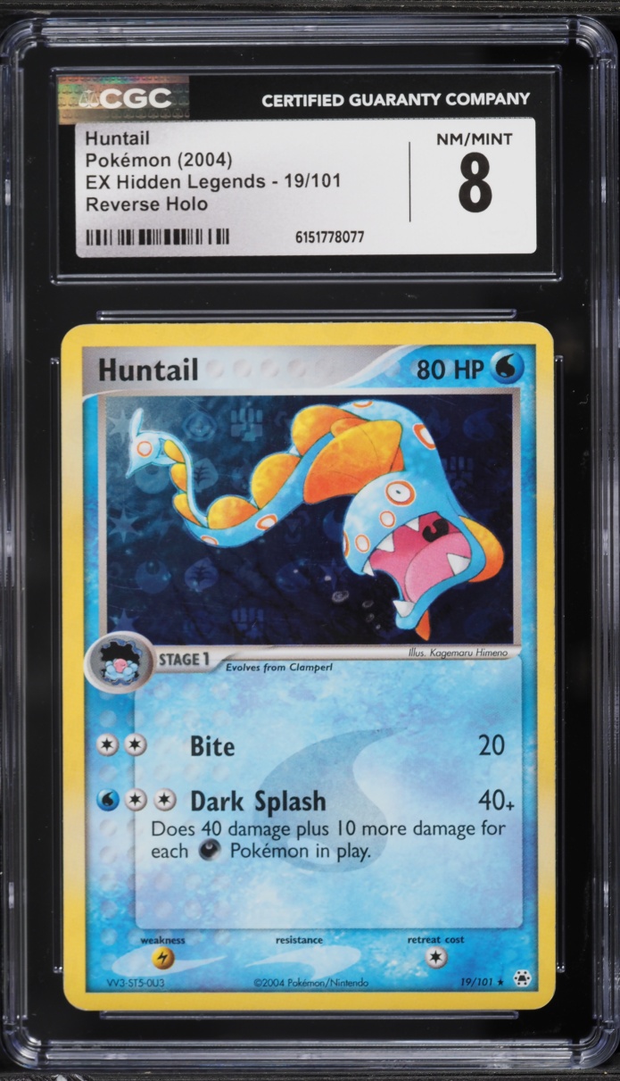 2004 Pokemon EX Hidden Legends Reverse Holo Huntail #19 CGC 8 NM-MT
