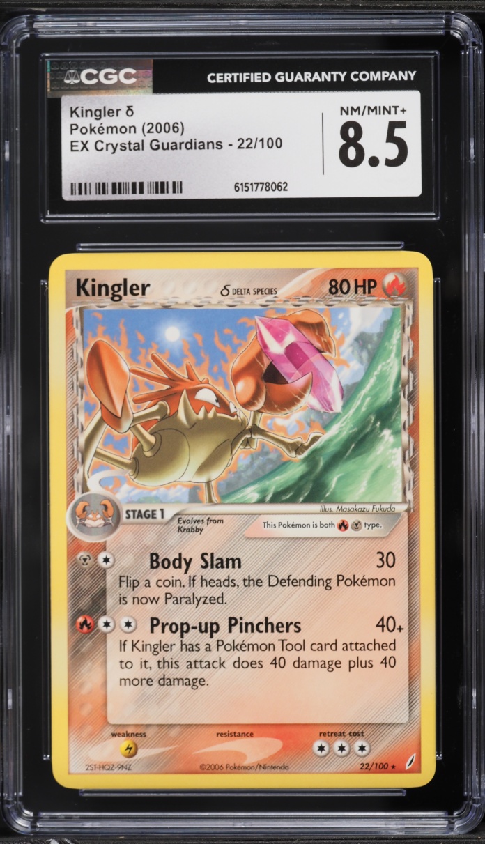 2006 Pokemon EX Crystal Guardians Kingler #22 CGC 8.5 NM-MT+
