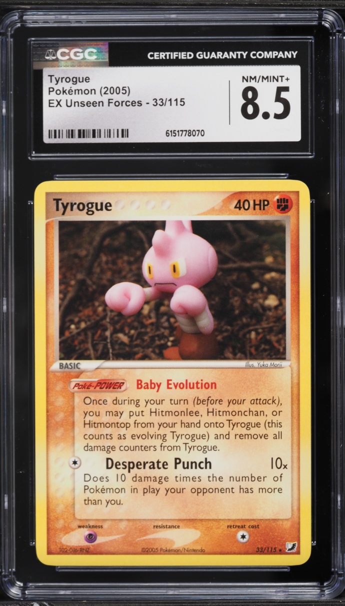 2005 Pokemon EX Unseen Forces Tyrogue #33 CGC 8.5 NM-MT+