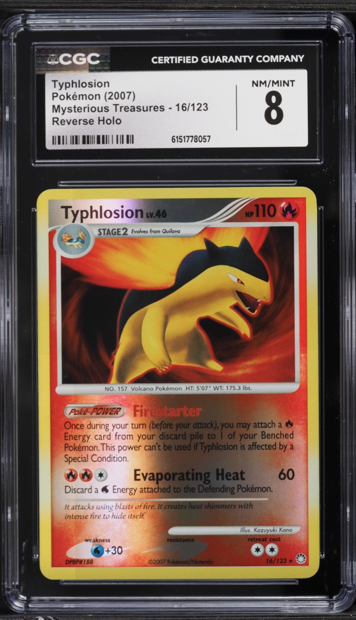 2007 Pokemon Diamond & Pearl Mysterious Treasures Reverse Holo Typhlosion #16 CGC 8 NM-MT