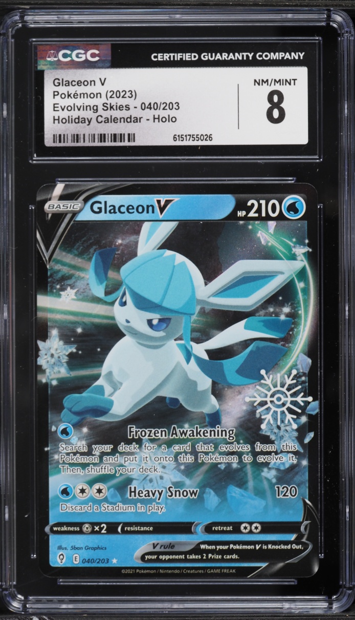 2023 Pokemon Sword & Shield Evolving Skies Holiday Calendar Glaceon V #40 CGC 8 NM-MT