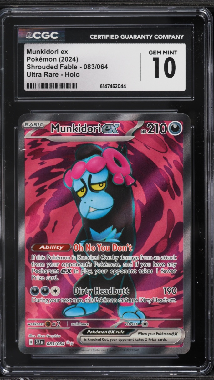 2024 Pokemon Scarlet & Violet Shrouded Fable Full Art Munkidori ex #83 CGC 10 GEM MINT