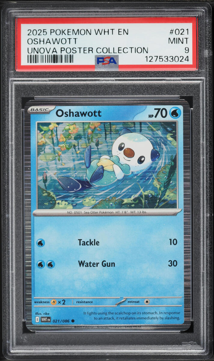 2025 Pokemon Scarlet & Violet White Flare Unova Poster Collection Oshawott #21 PSA 9 MINT