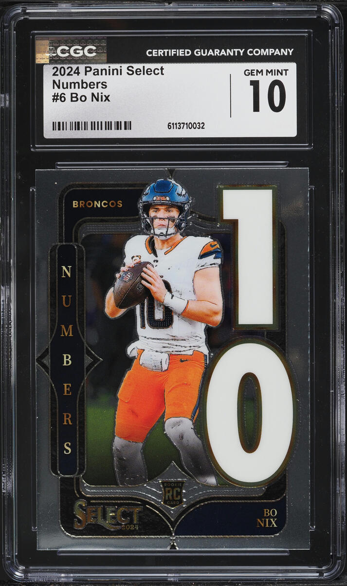 2024 Select Numbers Bo Nix ROOKIE #6 CGC 10 GEM MINT