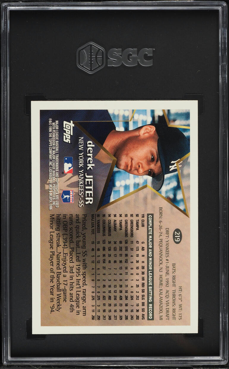 1996 Topps Derek Jeter ROOKIE #219 SGC 9 MINT