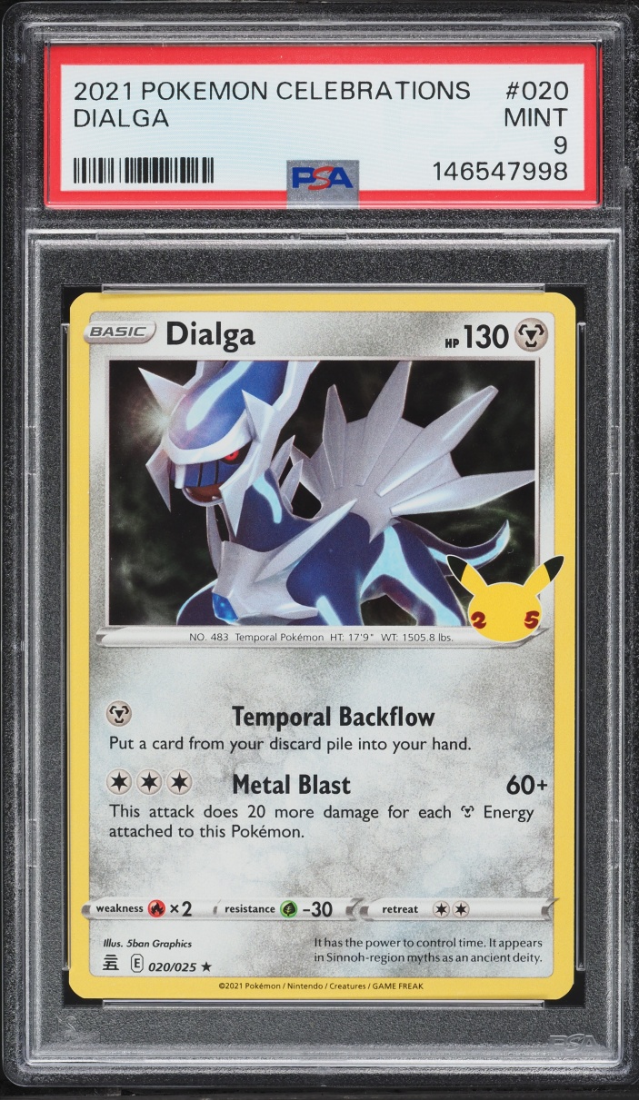 2021 Pokemon Sword & Shield Celebrations Holo Dialga #20 PSA 9 MINT