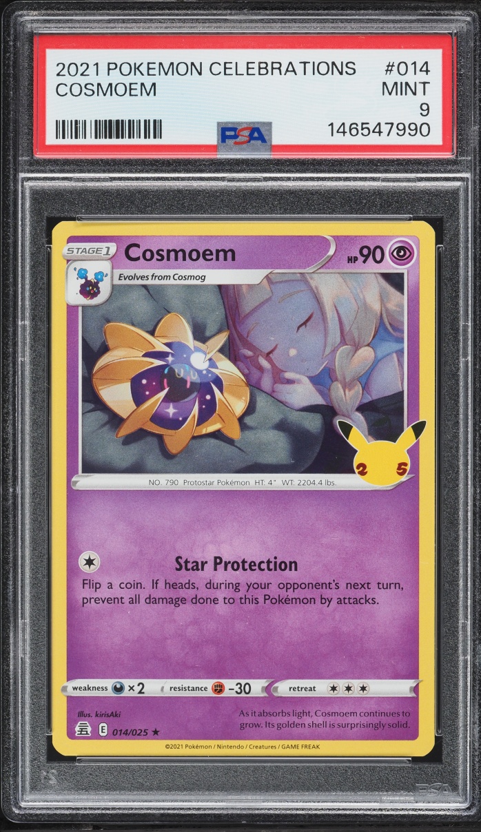 2021 Pokemon Sword & Shield Celebrations Cosmoem #14 PSA 9 MINT