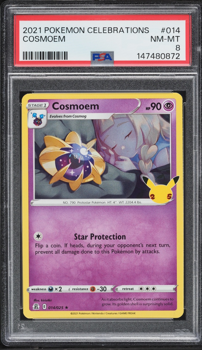 2021 Pokemon Sword & Shield Celebrations Cosmoem #14 PSA 8 NM-MT