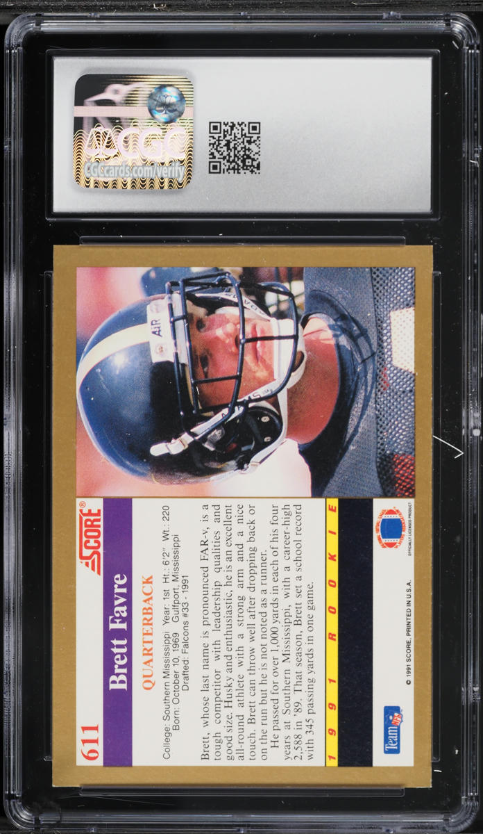 1991 Score Football Brett Favre ROOKIE #611 CGC 7 NRMT