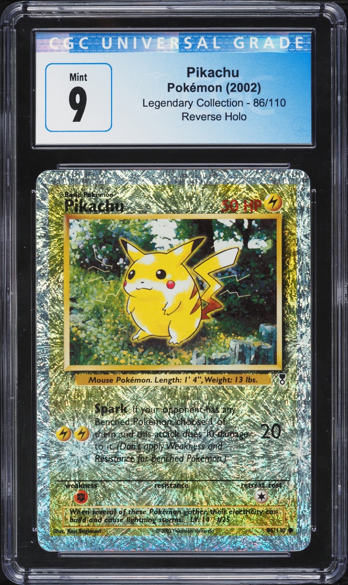 2002 Pokemon Legendary Collection Reverse Holo Pikachu #86 CGC 9 MINT