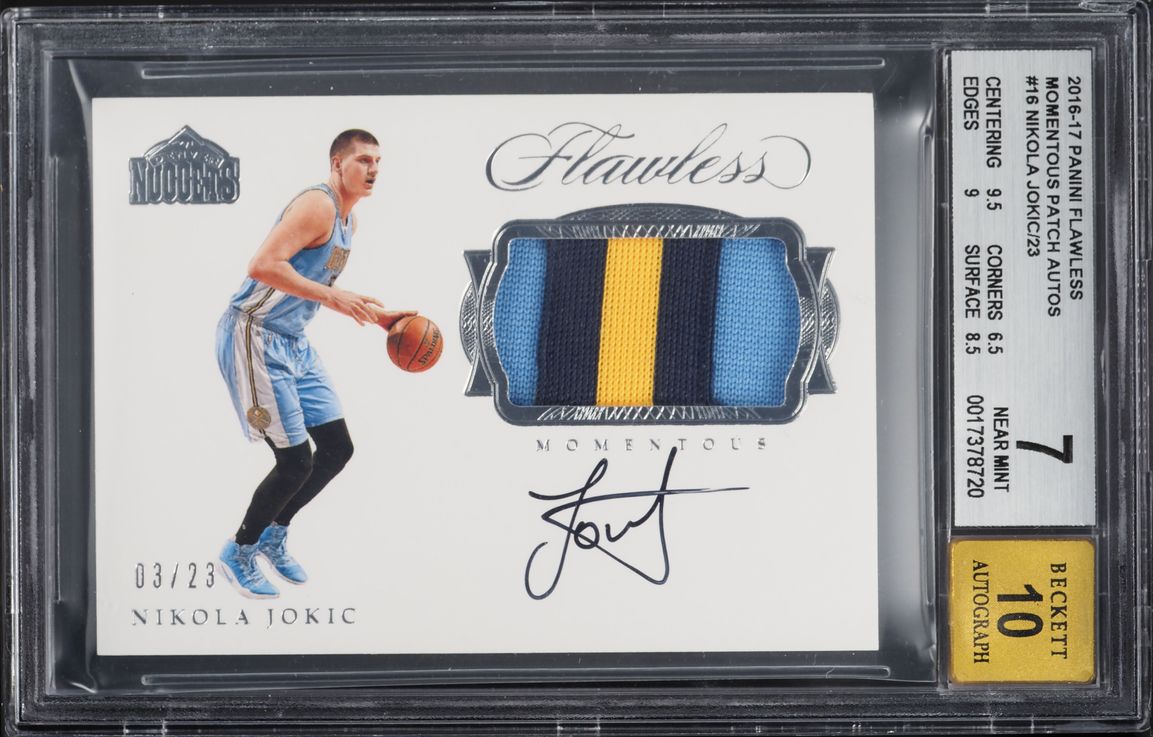 2016 Panini Flawless Momentous Nikola Jokic PATCH AUTO /23 #M-NJ BGS 7 NRMT