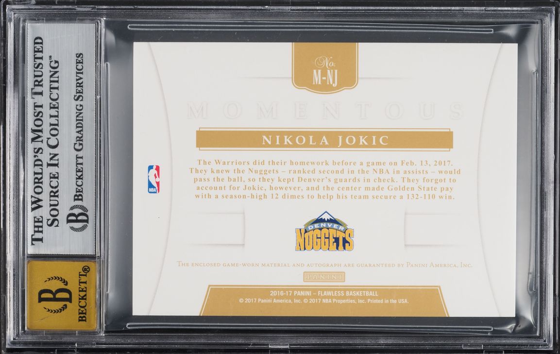 2016 Panini Flawless Momentous Nikola Jokic PATCH AUTO /23 #M-NJ BGS 7 NRMT