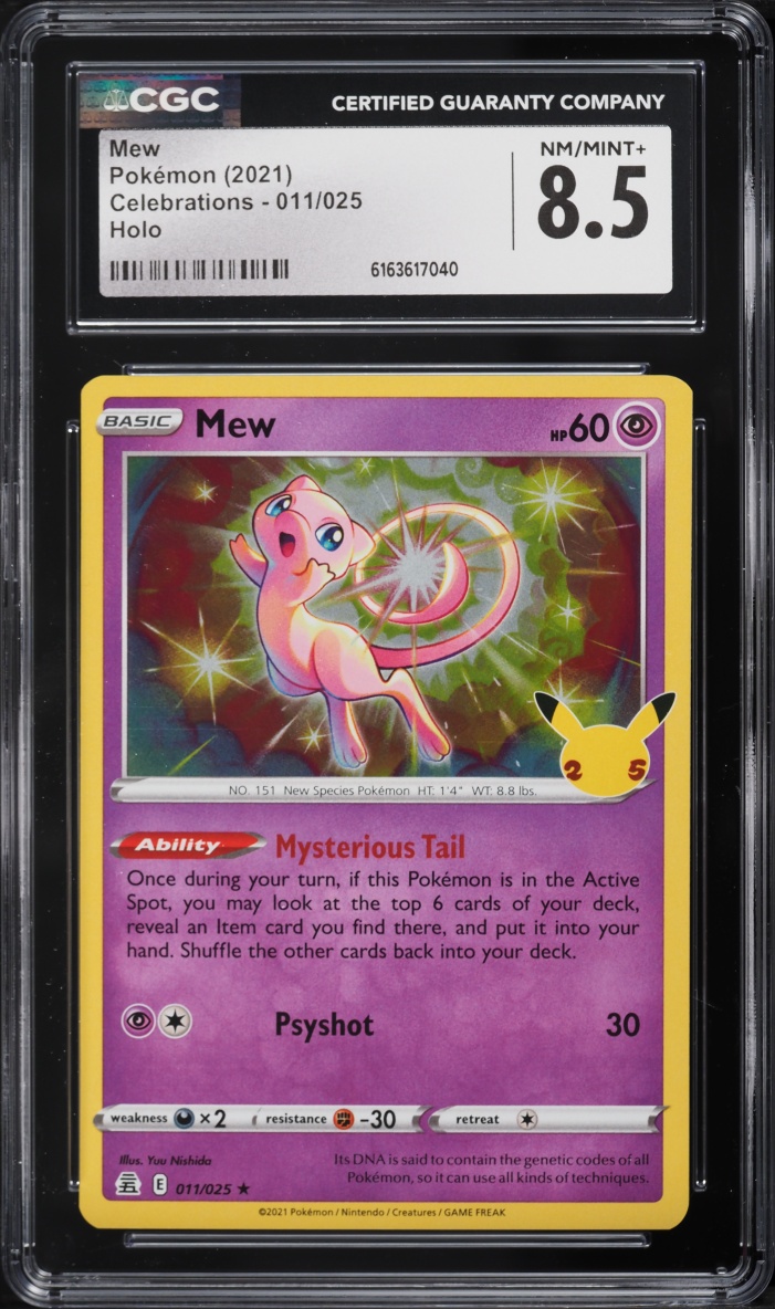 2021 Pokemon Sword & Shield Celebrations Holo Mew #11 CGC 8.5 NM-MT+