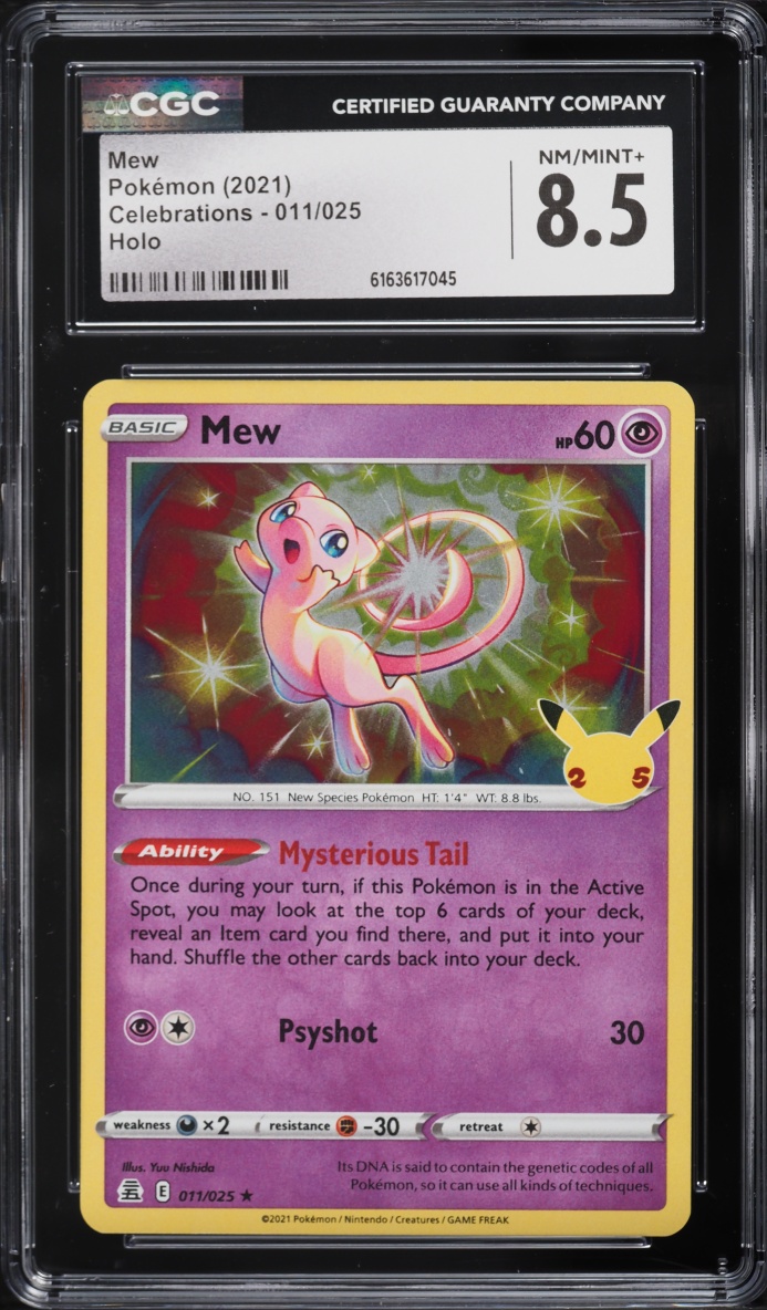 2021 Pokemon Sword & Shield Celebrations Holo Mew #11 CGC 8.5 NM-MT+