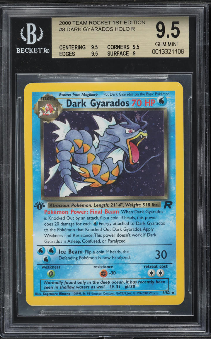 2000 Pokemon Team Rocket 1st Edition Holo Dark Gyarados #8 BGS 9.5 GEM MINT