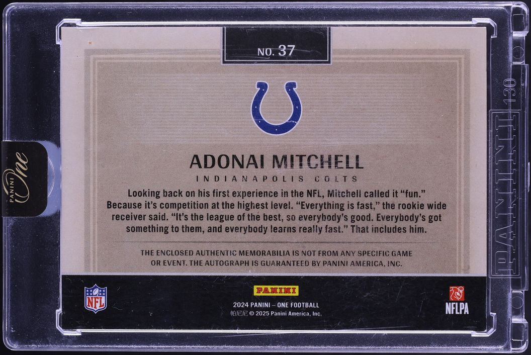 2024 Panini One Dual Gold Adonai Mitchell ROOKIE PATCH AUTO /10 #37