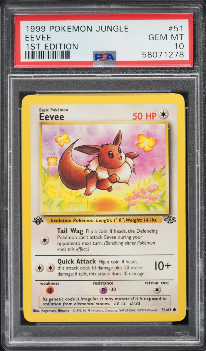 1999 Pokemon Jungle 1st Edition Eevee #51 PSA 10 GEM MINT