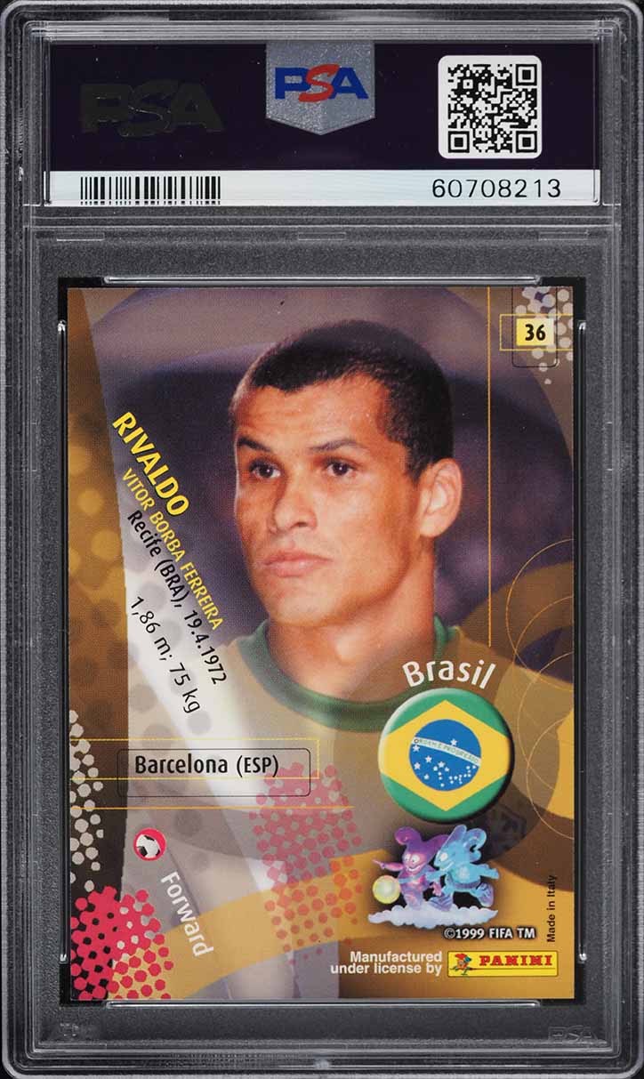 2002 Panini World Cup Korea Japan Rivaldo #36 PSA 6 EXMT