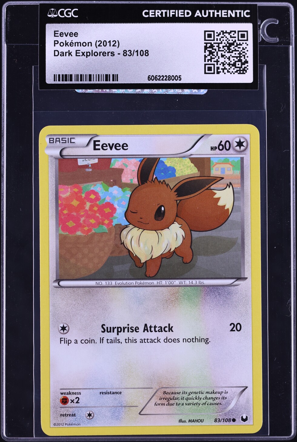 2012 Pokemon Black & White Dark Explorers Eevee #83 CGC AUTH
