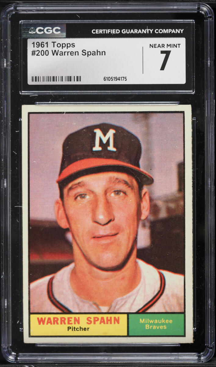 1961 Topps Warren Spahn #200 CGC 7 NRMT